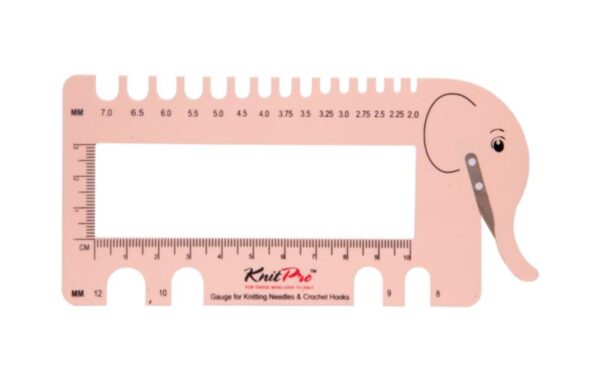 10994 Шкала розмірів для спиць і гачків з різаком для пряжі KnitPro (рожева)