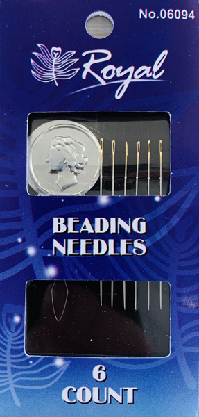 Beading 12 (6шт+нитковдівач) Набір голок для бісеру із золотим вушком Royal (Японія) 06094