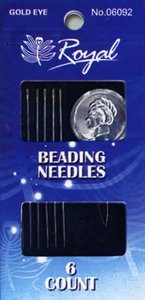 Beading 16 (6шт+нитковдівач) Набір голок для бісеру із золотим вушком Royal (Японія) 06092