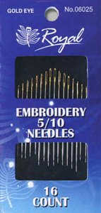 Embroidery 5/10 (16шт) Набір голок для вишивання гладдю із золотим вушком Royal (Японія) 06025